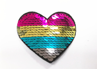 Multicolor Heart Logo Sequin Embroidery Patches Sequin Sew On Patches